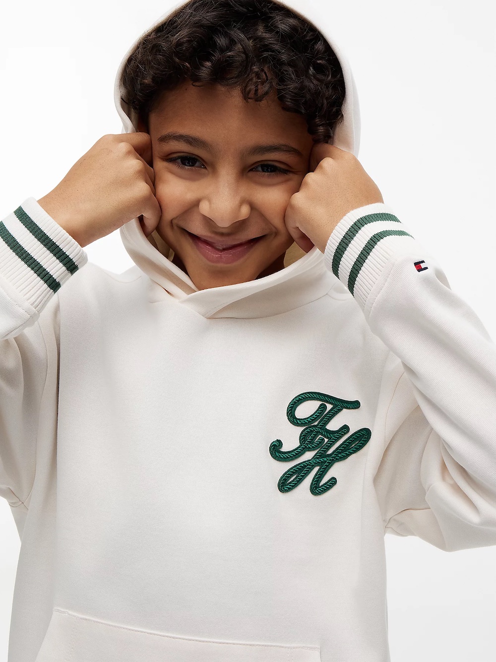 Tommy Hilfiger Kapuzenpullover in Creme mit Logo 