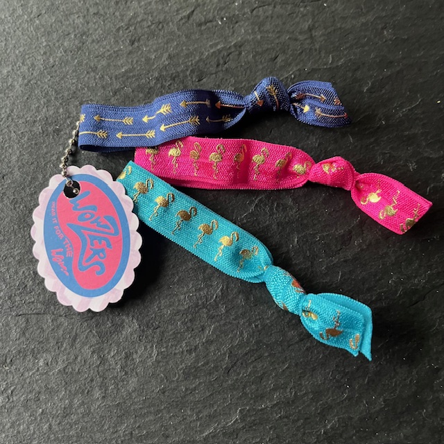 Wowzers Hair Ties Set von 3 Armbänder / Haargummis - Türkis & Pink Flamingos