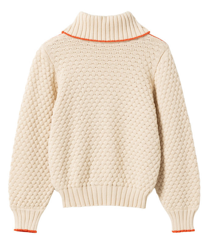 Mademoiselle YeYe Scribble Line Rolli Baumwolle Pullover mit Struktur in Creme & Orange Borte