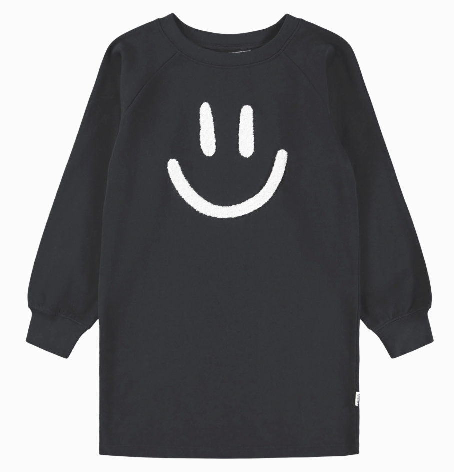 Molo Carola Sweatshirt-Kleid - Schwarz mit Smiley Molo Carola Sweatshirt-Kleid - Schwarz mit Smiley
