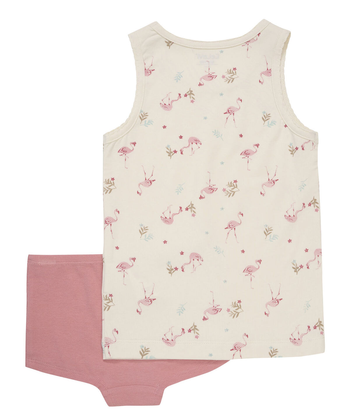 CeLaVi Bambus Unterhemd & Shorty Set - Rosa Unterhöschen & Flamingos