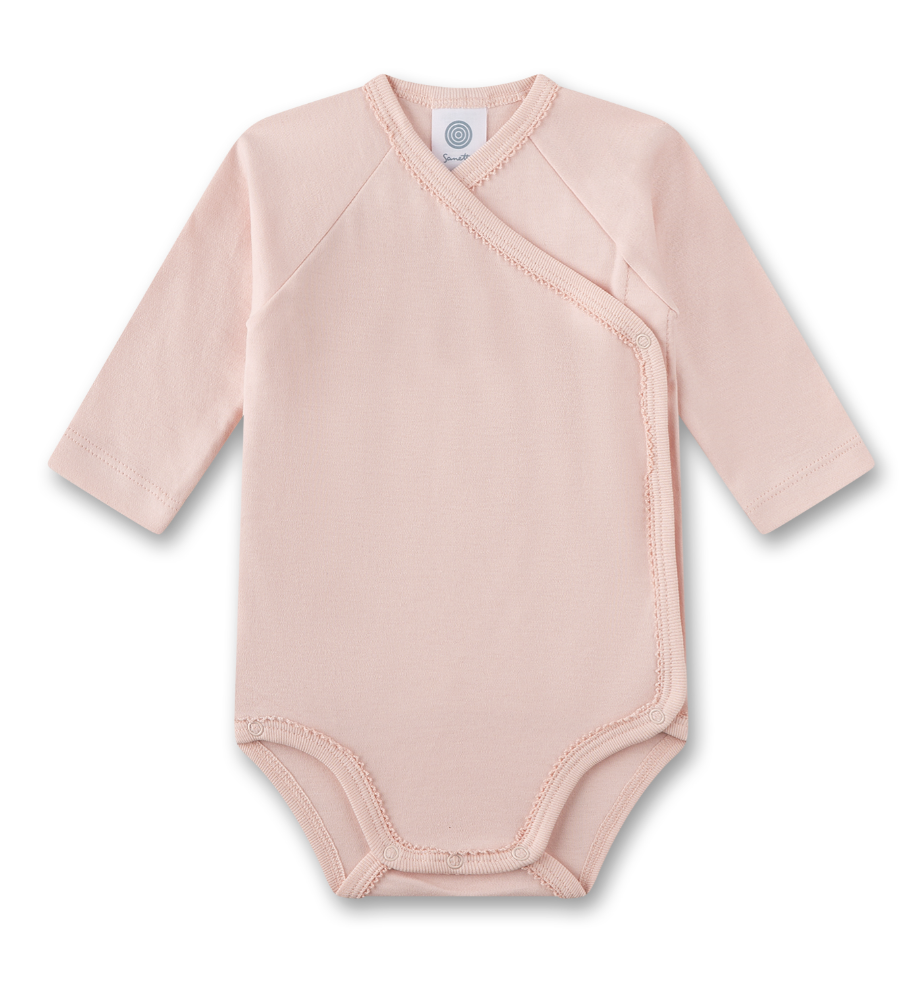 Sanetta Mädchen Langarm Wickelbody Set - Blümchen & Uni Rosa
