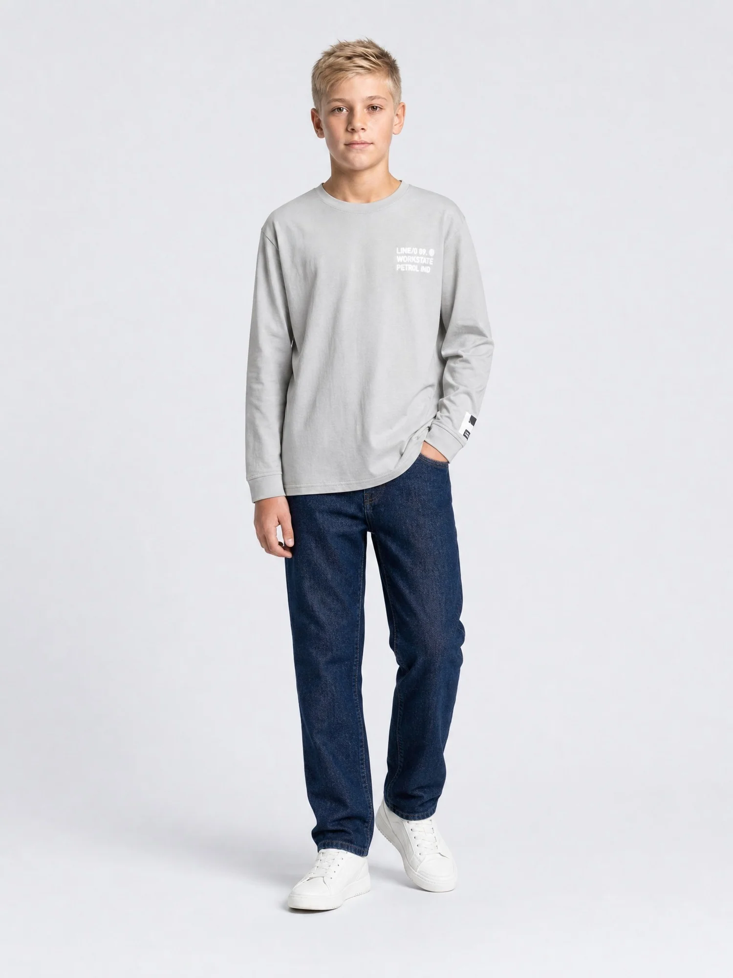 Petrol Industries Jungs langarm Shirt in Grau - Classic Print Petrol Industries Jungs langarm Shirt in Grau - Classic Print