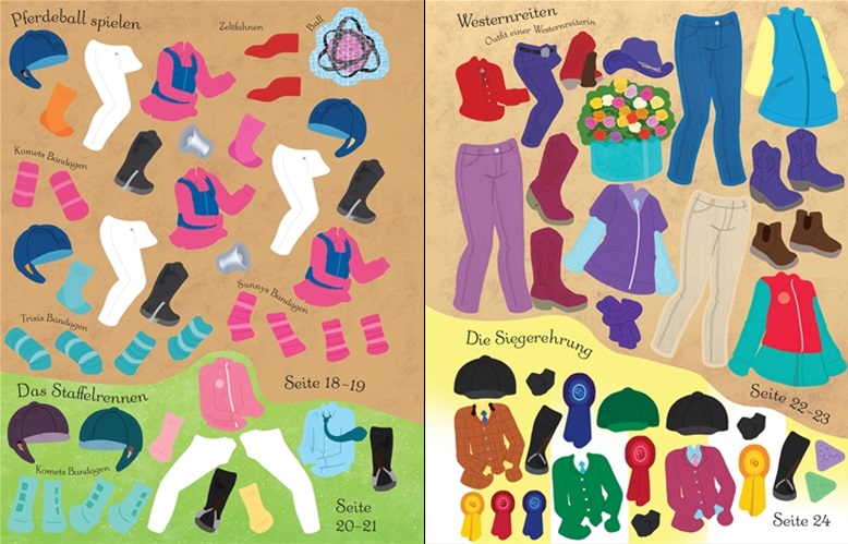UNSBORNE-ANZIEHPUPPEN-STICKERBUCH-REITTURNIER Usborne Anziehpuppen-Stickerbuch auf dem Reitturnier