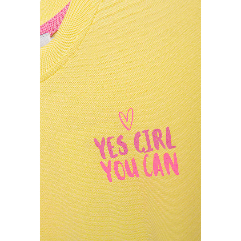 Danamade DLUCIA Damen T-Shirt in Lemonade Gelb & Pink - Yes You Can Girl