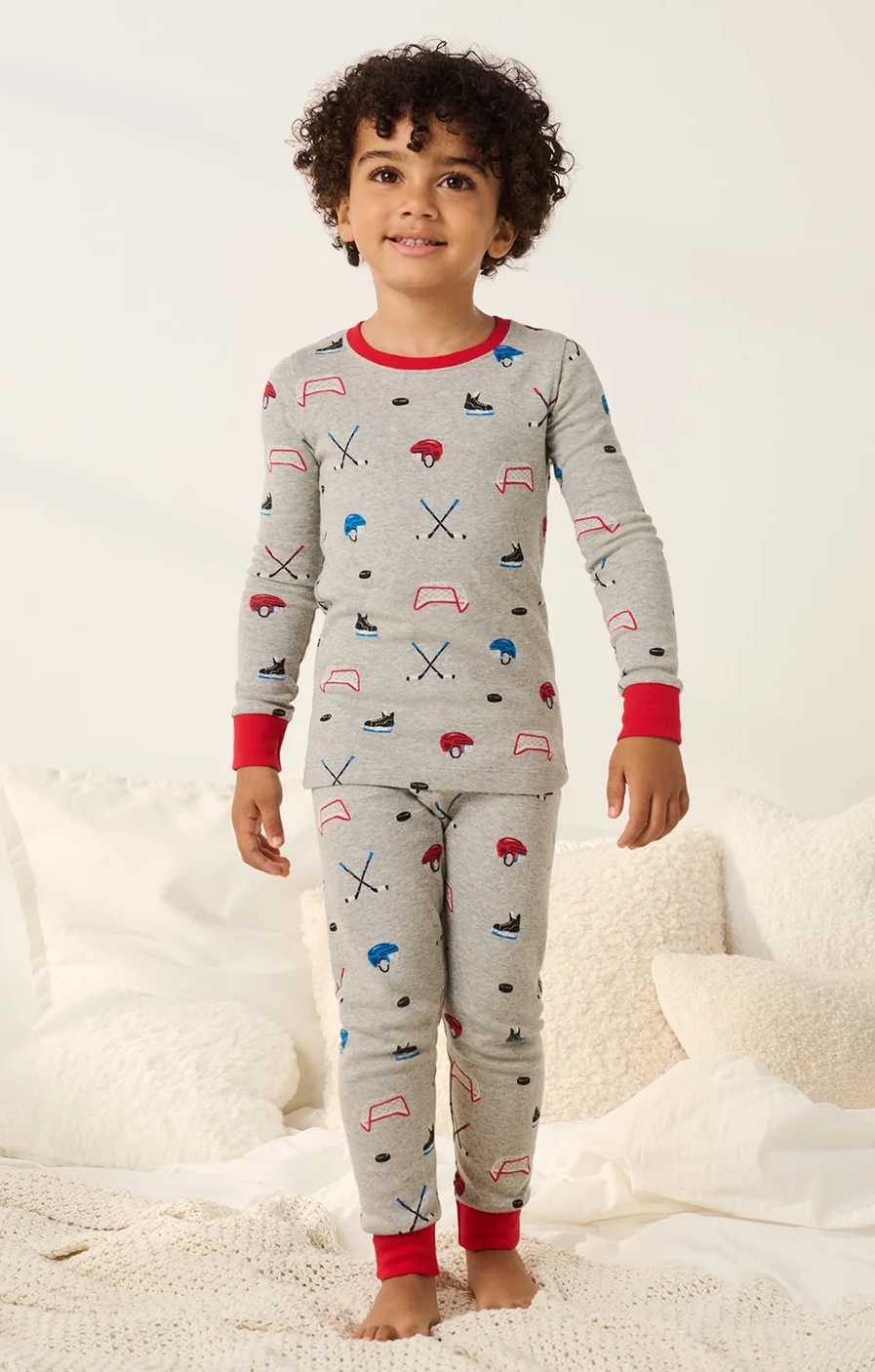 Hatley Langarm Baumwolle Pyjama in Grau - Eishockey Hatley Langarm Baumwolle Pyjama in Grau - Eishockey
