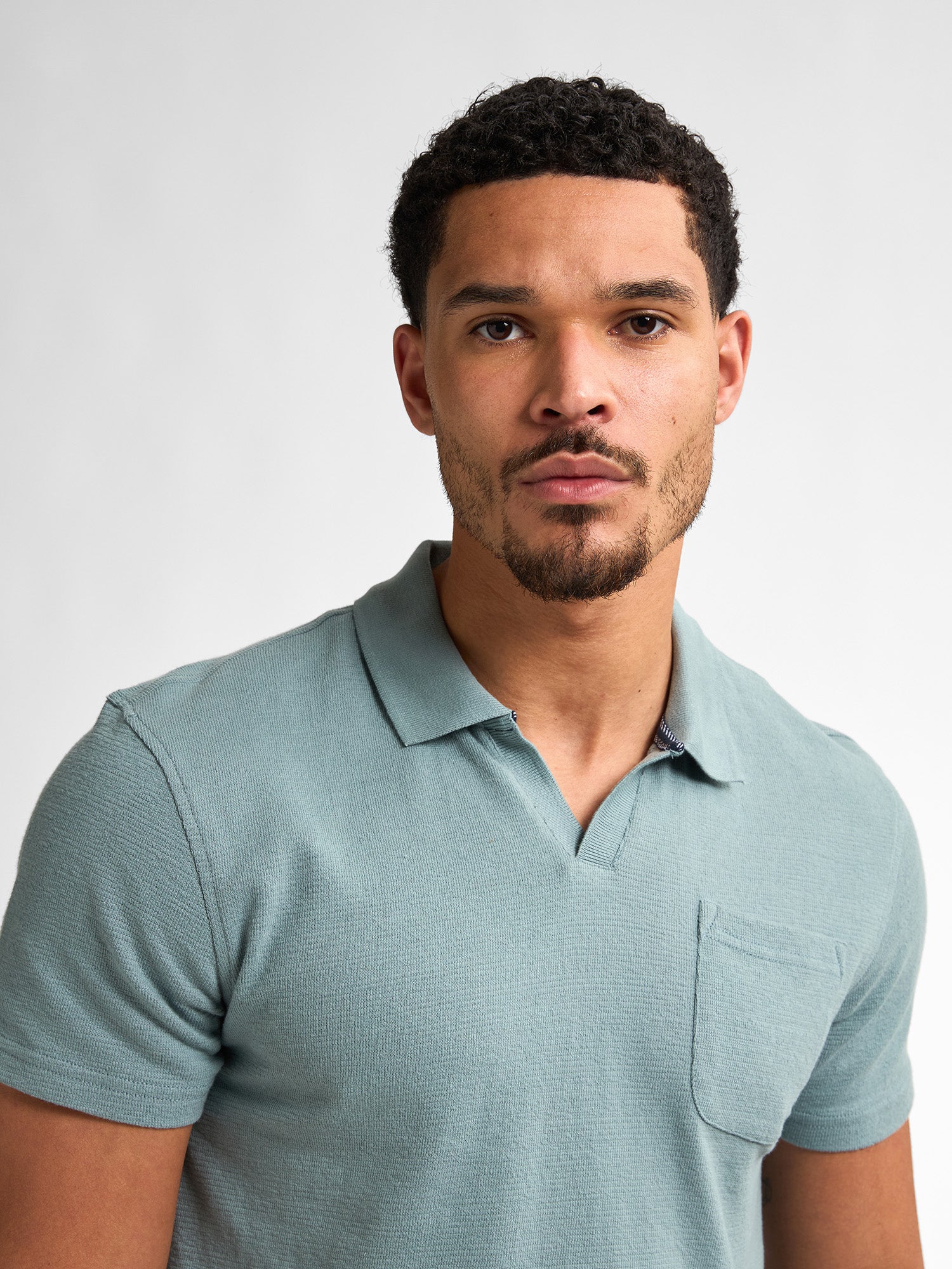 Petrol Industries Herren Towelling Polo in Driftwood Blau