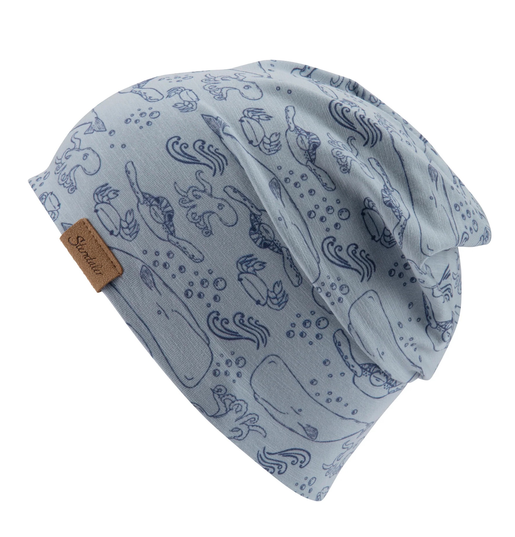 Sterntaler Beanie aus Jersey in Blau - Wale, Kraken & Schildkröten Sterntaler Beanie aus Jersey in Blau - Wale, Kraken & Schildkröten
