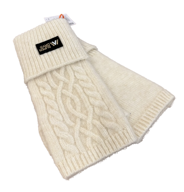 Superdry Damen Handwarmer / fingerlose Handschuhe in Creme Superdry Damen Handwarmer / fingerlose Handschuhe in Creme