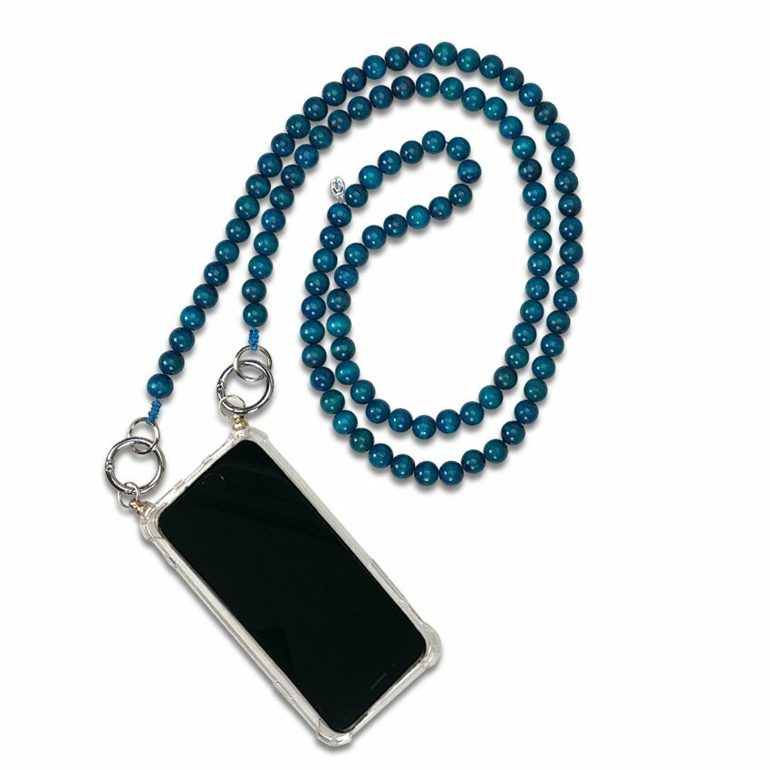 Mo Beads Holzperlen Handykette in Petrol