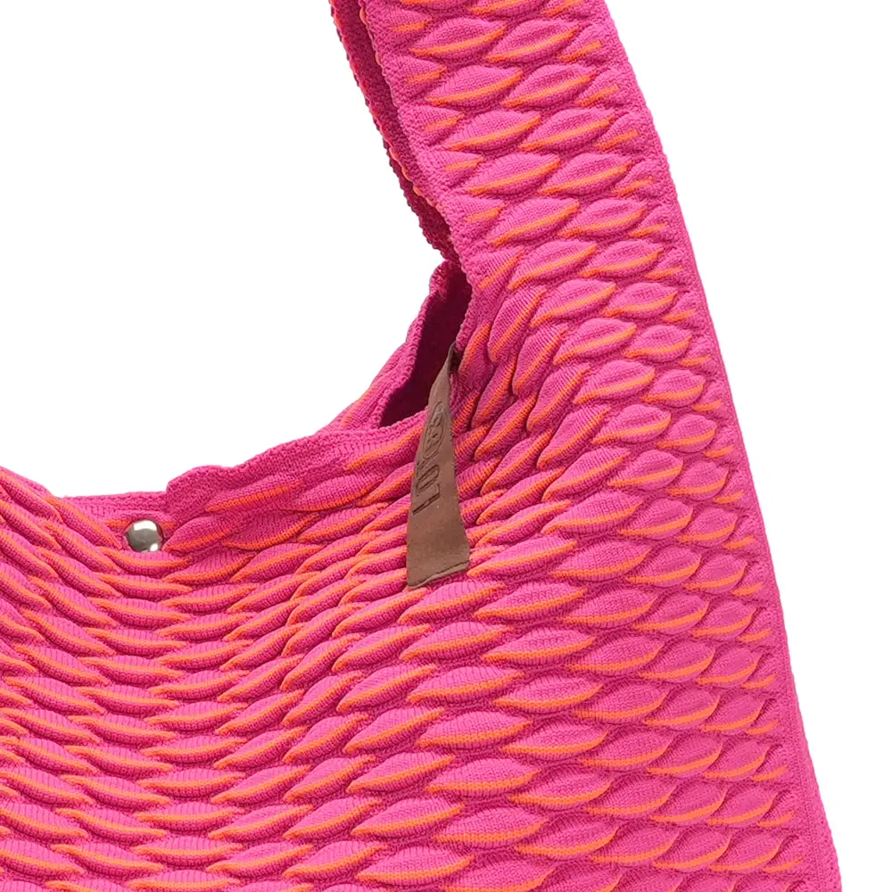 LOT83 LOIS Material Mix Gestrickte Shopper Tasche Orange & Pink Design LOT83 LOIS Material Mix Gestrickte Shopper Tasche Orange & Pink Design