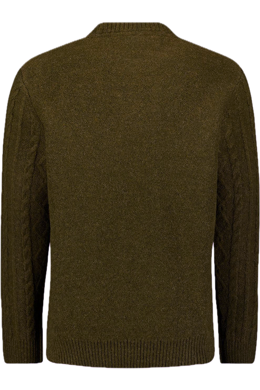 No Excess Herren Pullover mit Rundhalsausschnitt und Kabelstrick aus Wollmischung in Moss