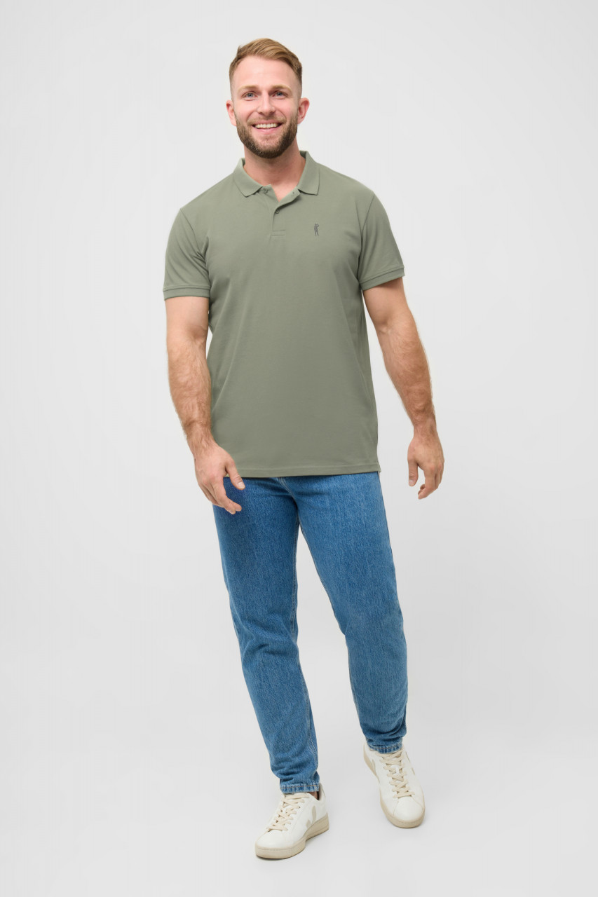 Derbe Basic Kippes Polo Shirt Tea Oliv Grün GOTS Organic