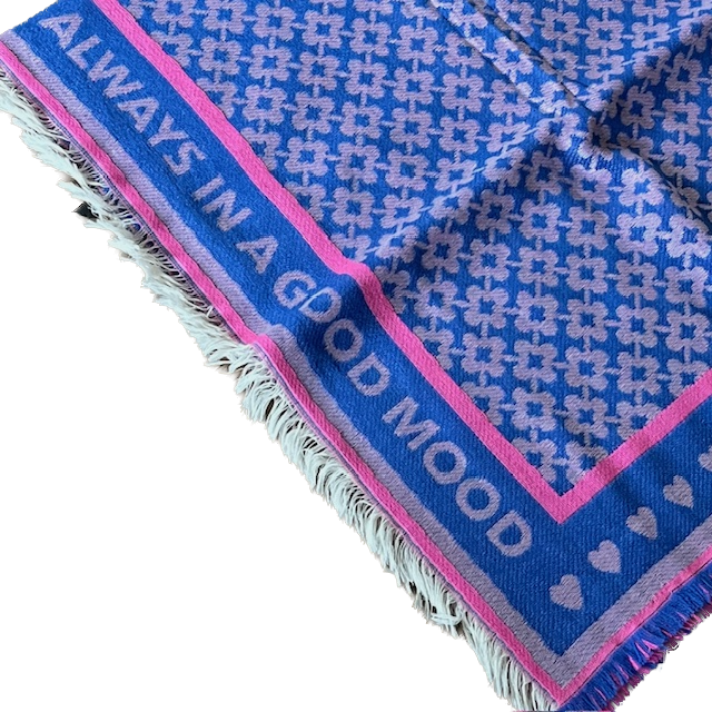 Zwillingsherz Viereckstuch Gesina in Blau & Neon Pink - Good Mood Always