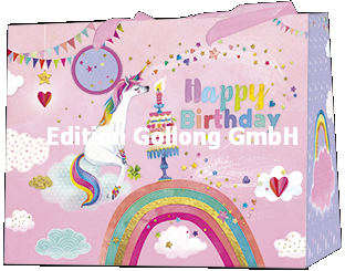 362-35 Edition Gollong Geschenktasche Happy Birthday Einhorn - Medium