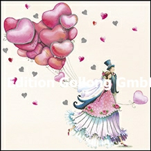 16-215 Edition Gollong Minikarte zur Hochzeit - Ehepaar & Herzen Ballons