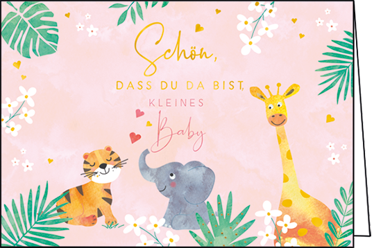 1-8211 Edition Gollong Grußkarte zur Geburt Rosa- Schöne, dass Du da bist kleines Baby