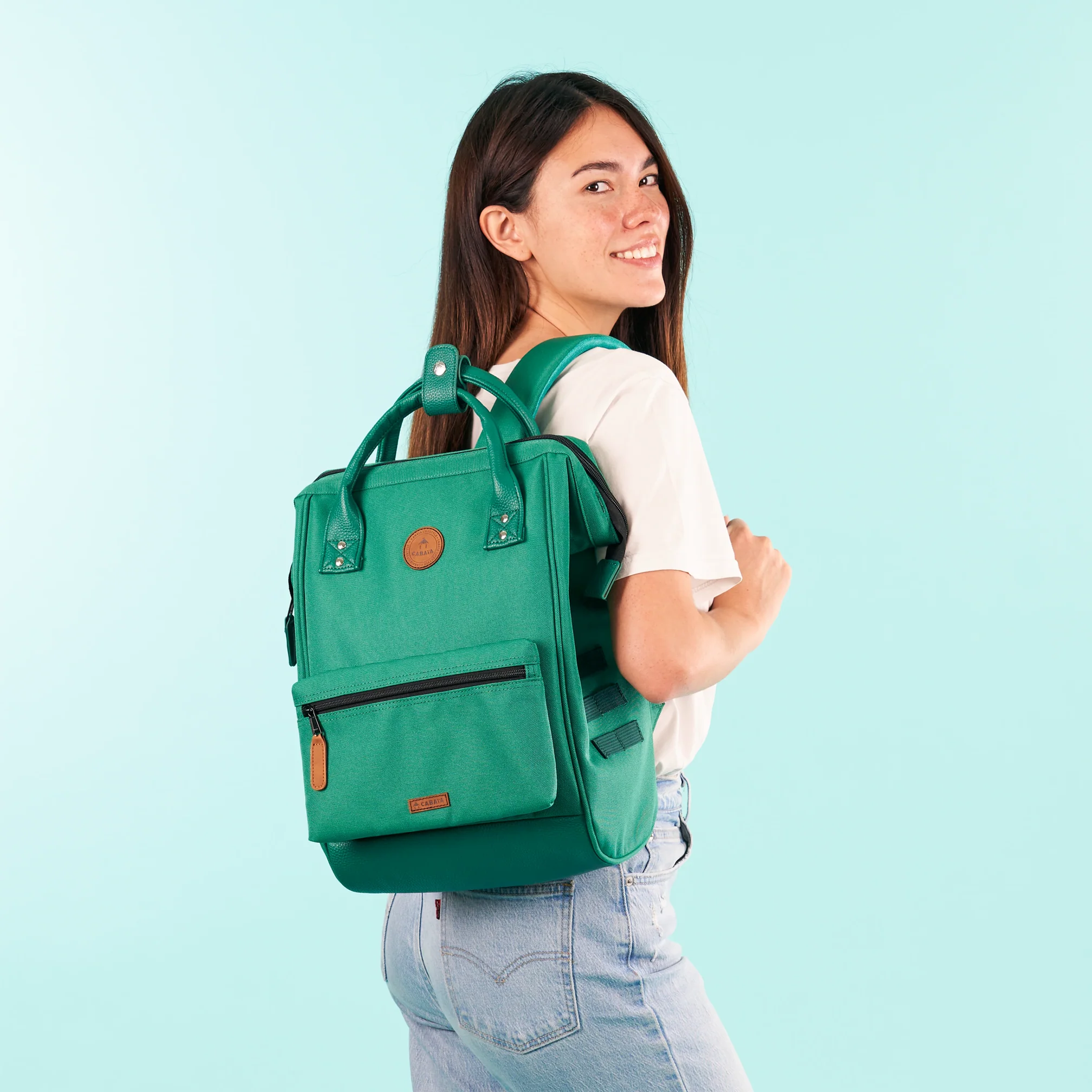 Cabaia Rucksack KAMPALA Medium mit Laptop-Fach - Grün - SALE