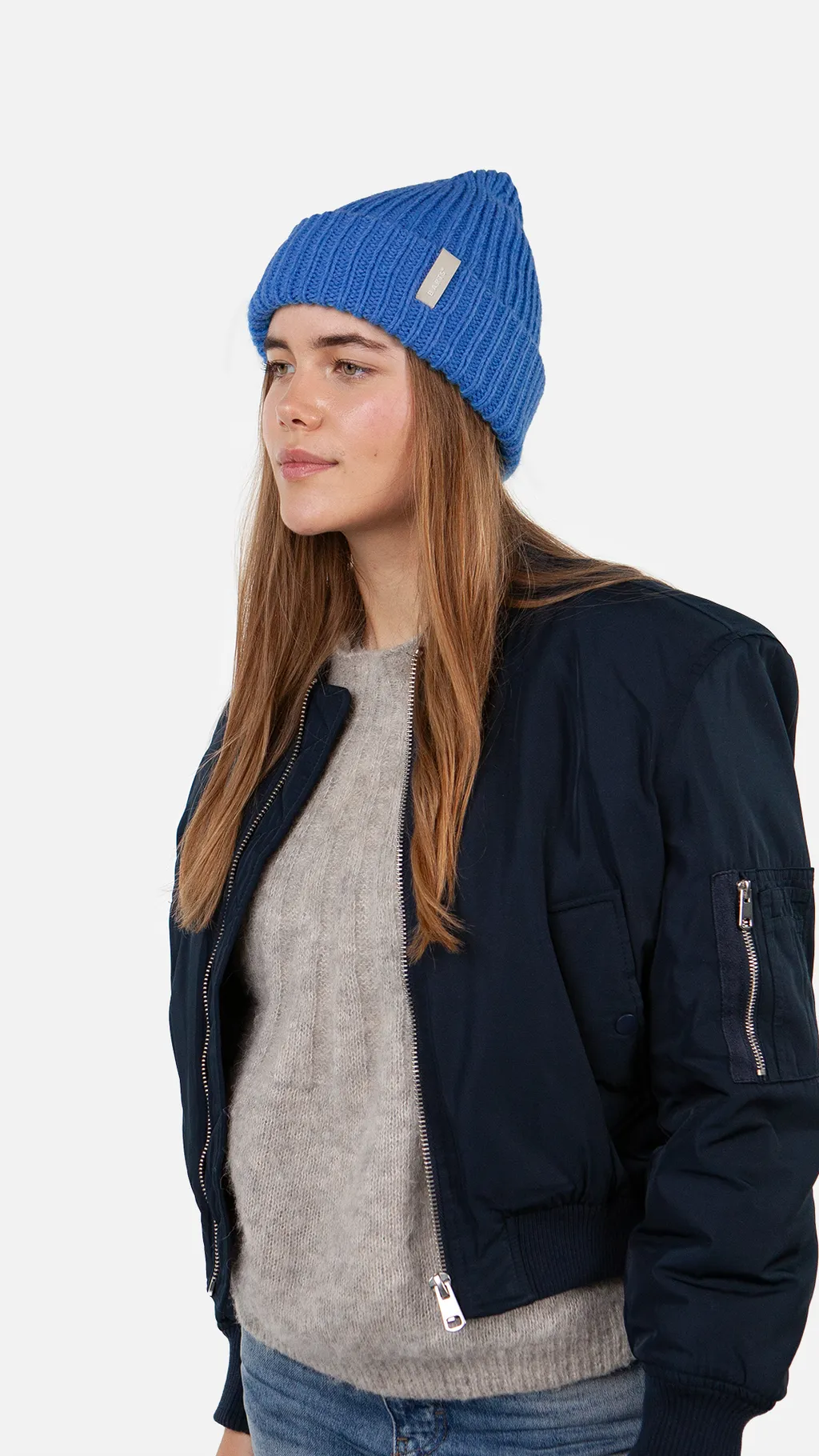 Barts Chilah Beanie Mütze Gerippt mit Umschlag in Brilliant Blau