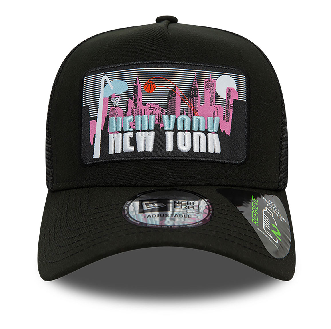 new-era-repreve-new-york-license-plate-black-a-frame-trucker-cap-60364265-center New Era Repreve License Plate A-Frame Trucker Cap - New York