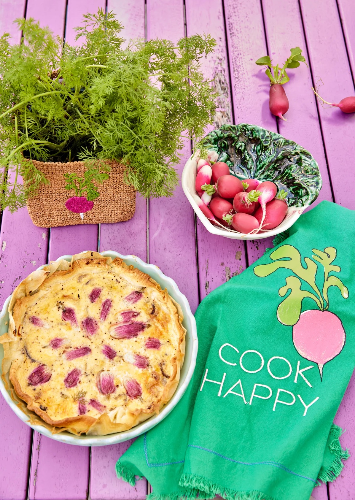 RICE-SS24-3_1800x1800-Kopie RICE Baumwolle Geschirrtuch Grün - Ravishing Radish Print - Radieschen - Cook Happy