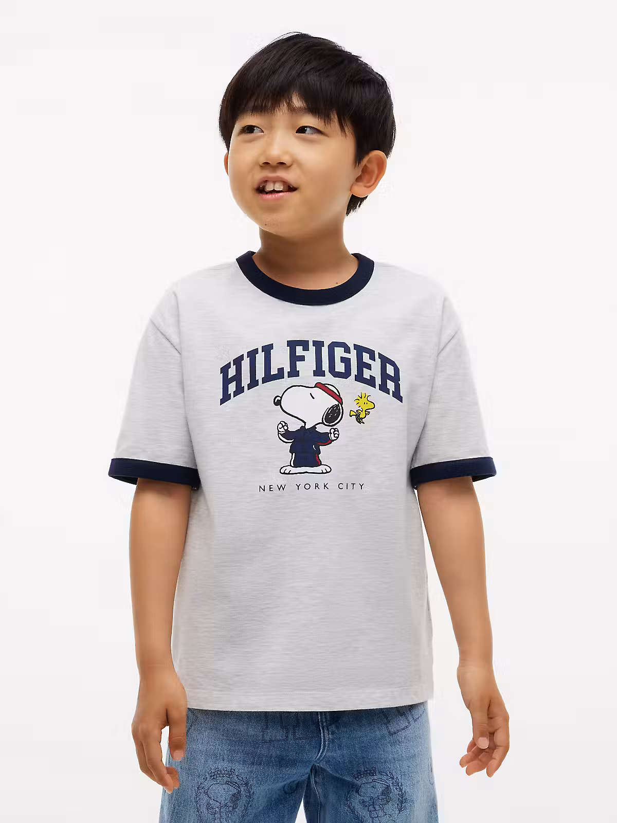 Tommy Hilfiger Peanuts Unisex Kurzarm Ringer T-Shirt - Snoopy Tommy Hilfiger Peanuts Unisex Kurzarm Ringer T-Shirt - Snoopy