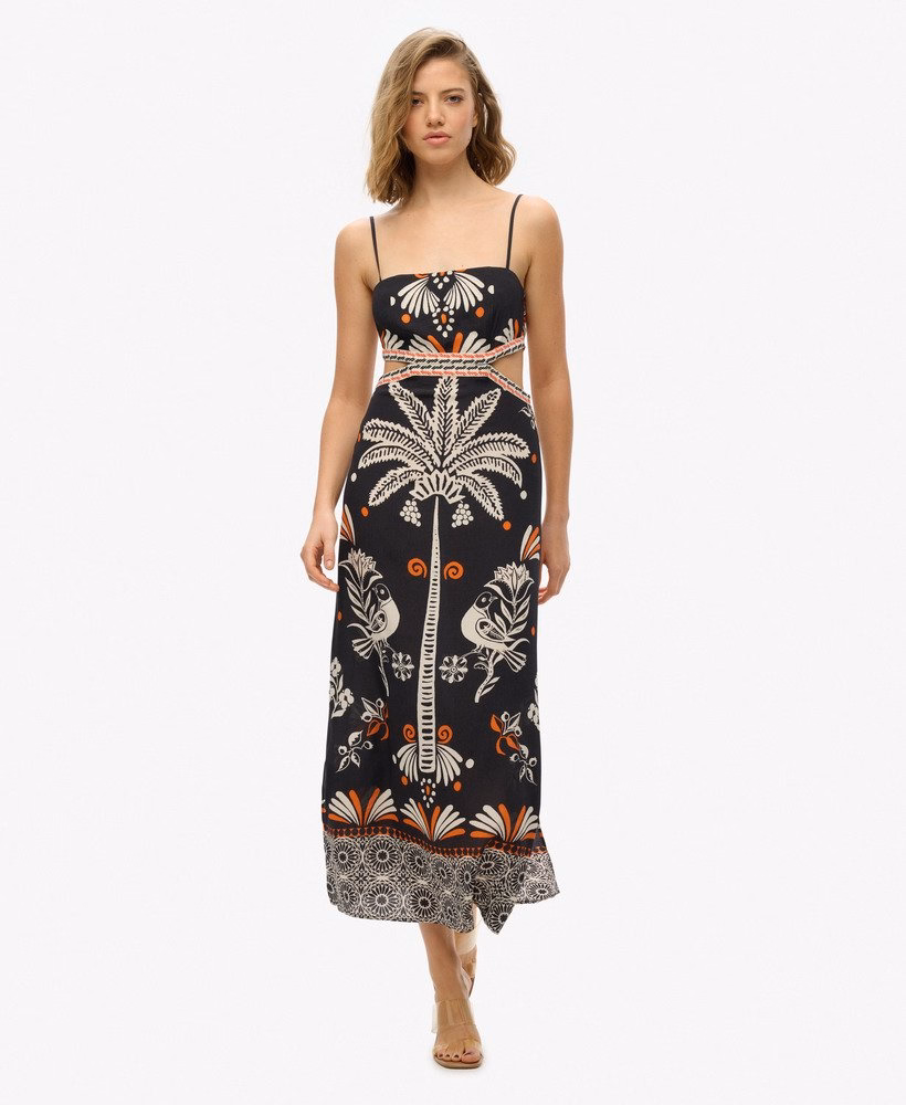 Superdry Damen Statement Cut-Out Maxikleid in Jungle Fever Black/Schwarz - SALE Superdry Damen Statement Cut-Out Maxikleid in Jungle Fever Black/Schwarz - SALE