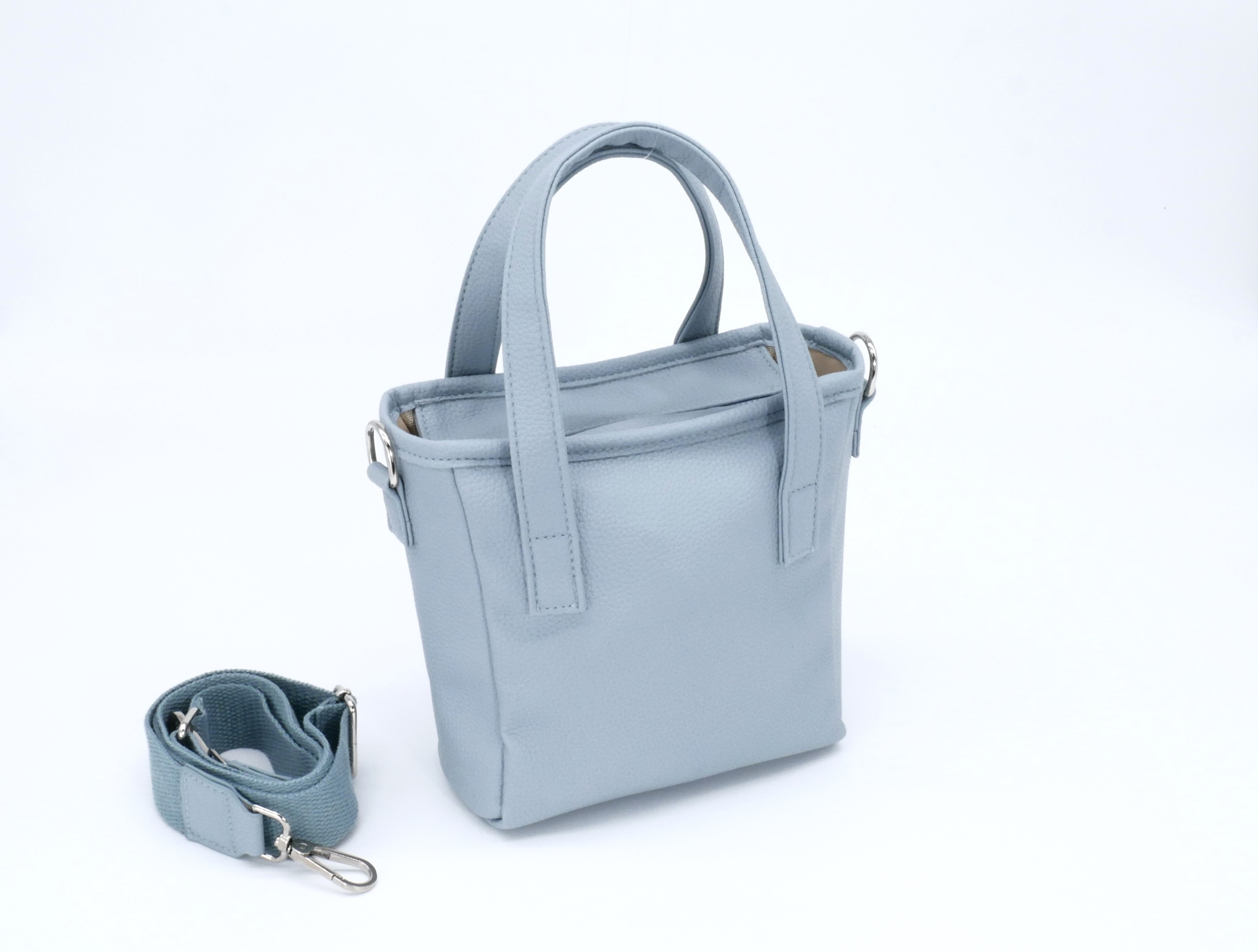 KisMe Kunstleder Umhängetasche mit Henkel und Crossbody Band - Hellblau