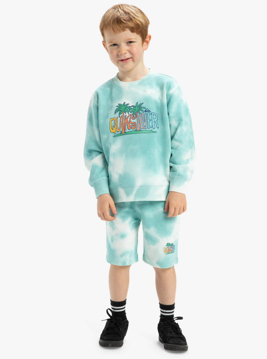 Quiksilver Boys Tie Dye Sweatshirt mit Rundhals in Grün - SALE Quiksilver Boys Tie Dye Sweatshirt mit Rundhals in Grün - SALE