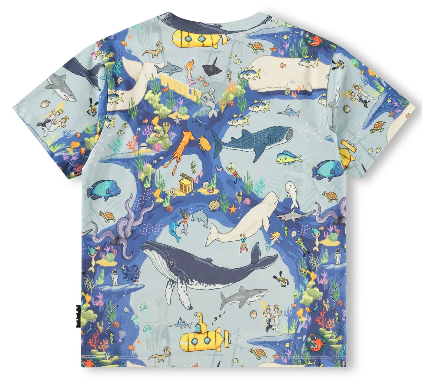 Molo Riley Kurzarm T-Shirt in Blau - Pixel Ocean 