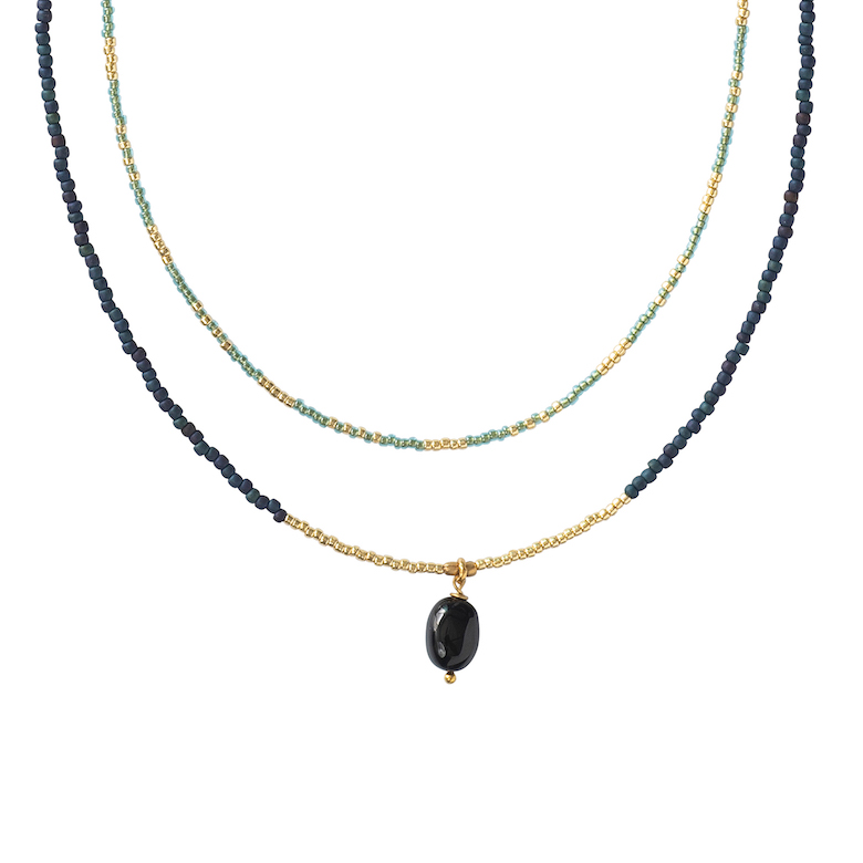 A Beautiful Story Admire Schwarzer Onyx Gold Halskette