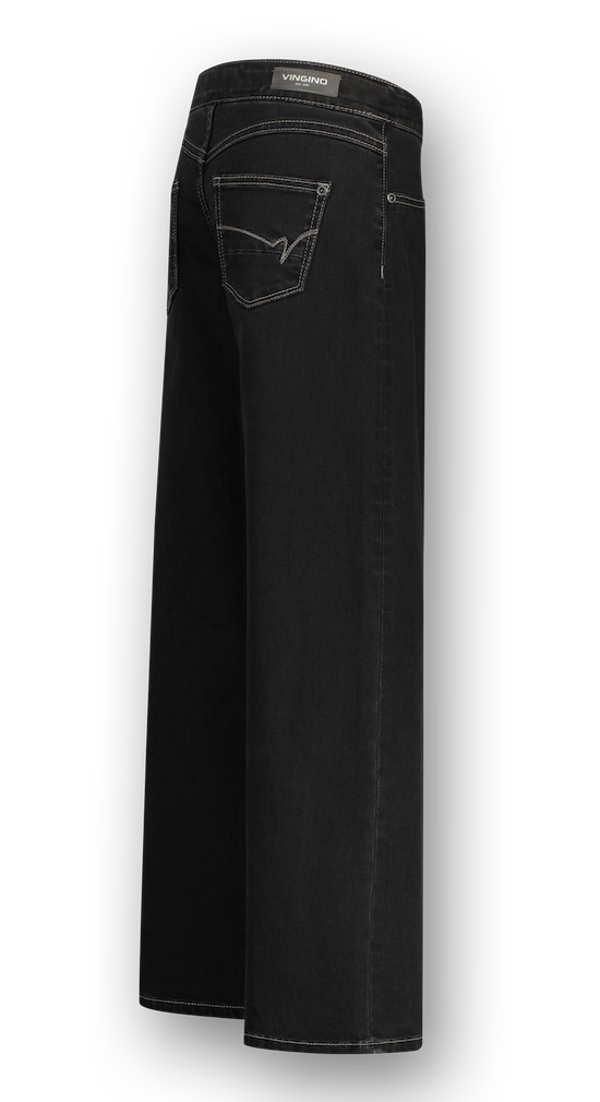 Vingino Jeans Bellini Wide Leg Black Denim Jean - Schwarz