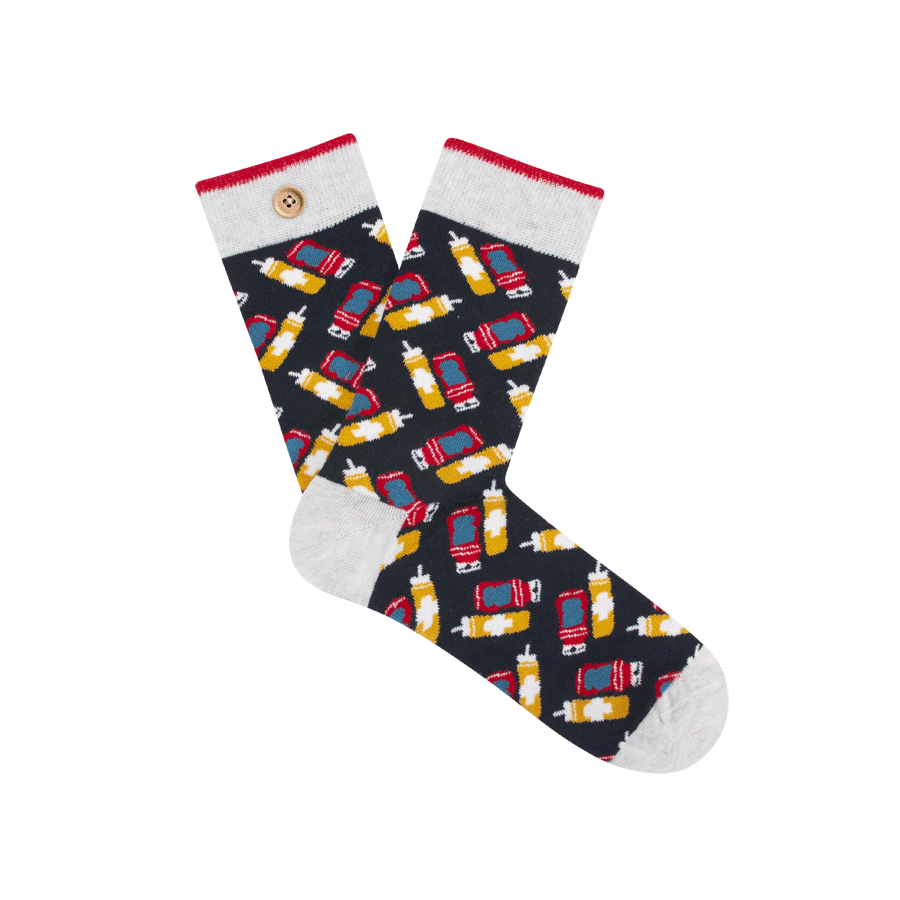 GAC-CABAIA-CHAUSSETTES-SOCKS-MAN-BAPTISTE-ET-THIBAULT-BLACK-SS22-RGB-BD Cabaia Herren Socken - BAPTISTE & THIBAU - Senf & Ketchup Flaschen