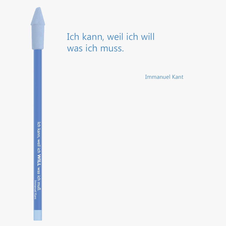 CEDON Bleistift in Blau mit Radierer - Ich kann, weil ich WILL was ich muß. CEDON Bleistift in Blau mit Radierer - Ich kann, weil ich WILL was ich muß.