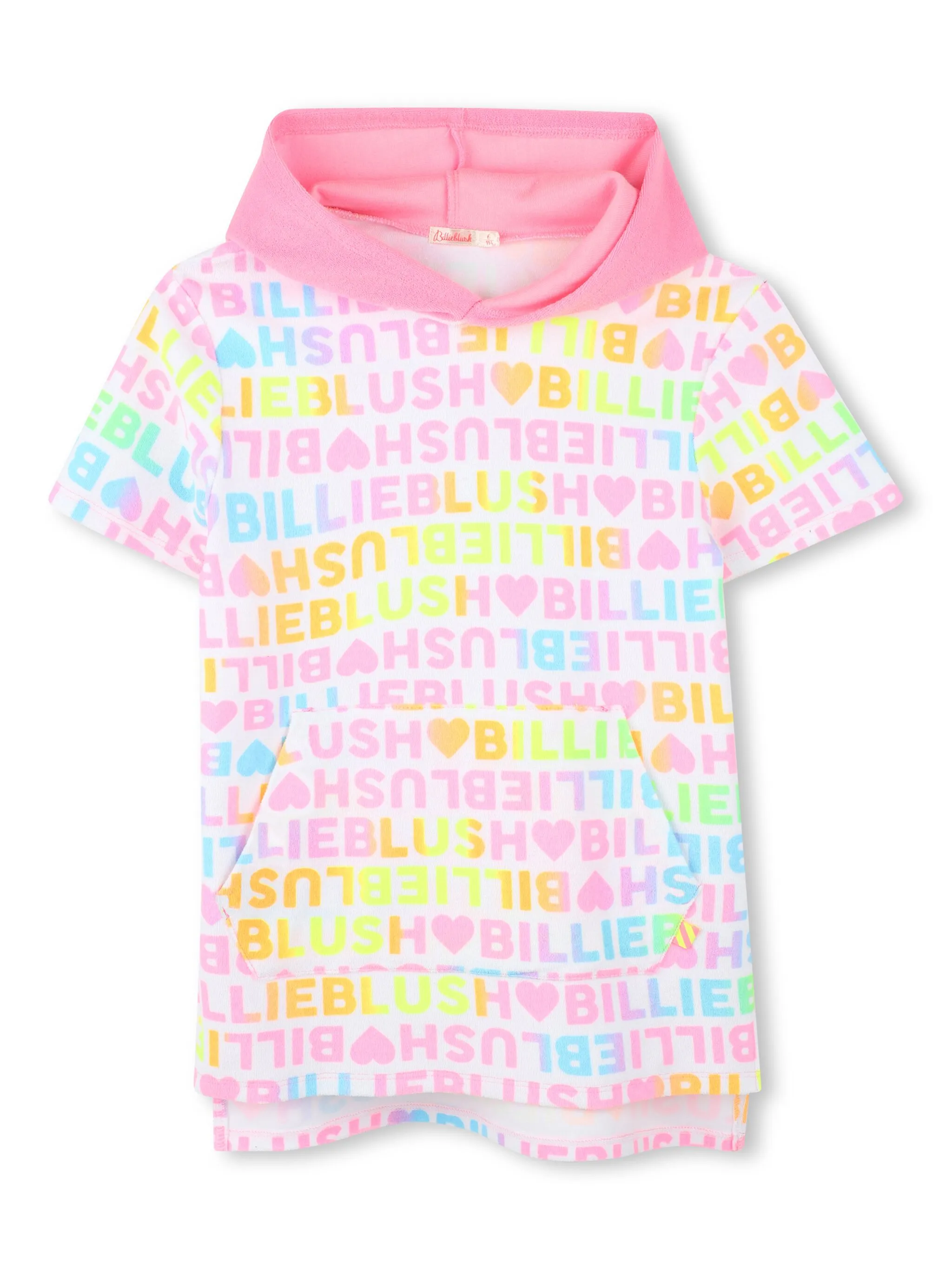 Billieblush Beach Kleid aus Frottee mit Regenbogen Logo Schrift und Kapuze - SALE Billieblush Beach Kleid aus Frottee mit Regenbogen Logo Schrift und Kapuze - SALE