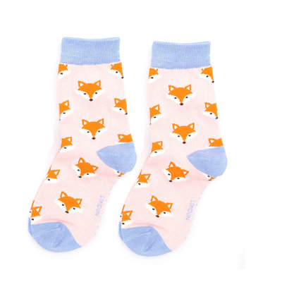 miss-sparrow-kindersocken-bamboo-girls-fox-faces-d Miss Sparrow Bambus Kindersocken in Rosa - Fuchs