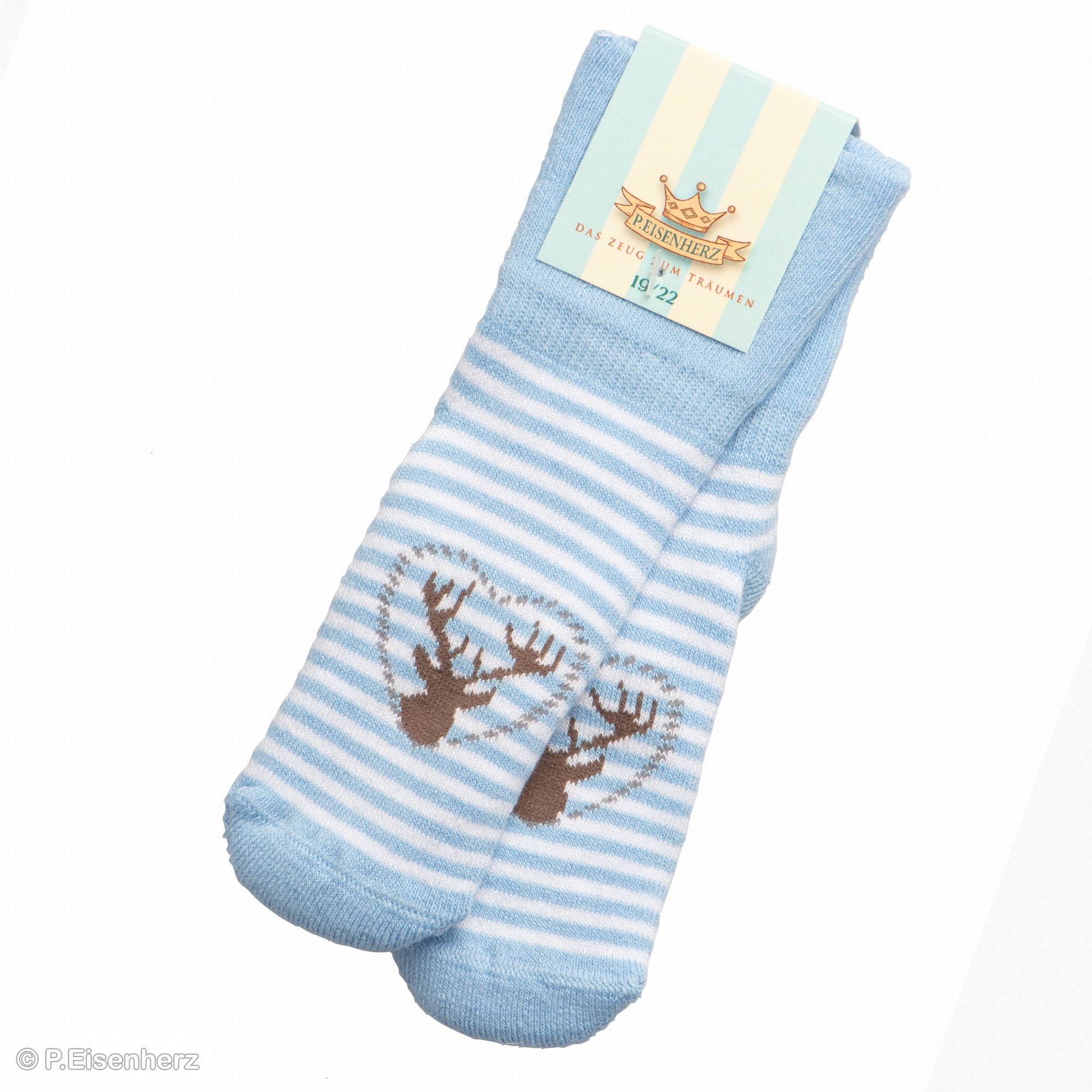 babysoeckchen-hirsch-hellblau P.Eisenherz Frottee Babysöckchen Hirsch, hellblau