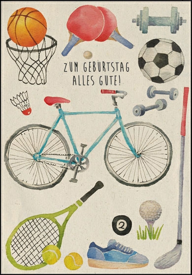 Edition Gollong CO2 Neutrale Grußkarte ZUM GEBURTSTAG ALLES GUTE - Sport