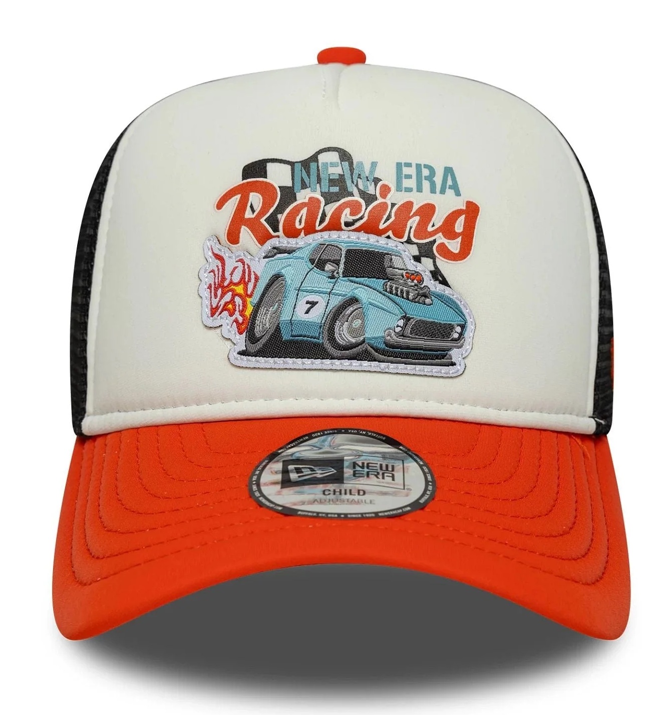 New Era Kids 9FORTY A-Frame Trucker Cap Race in Orange - Rennwagen New Era Kids 9FORTY A-Frame Trucker Cap Race in Orange - Rennwagen