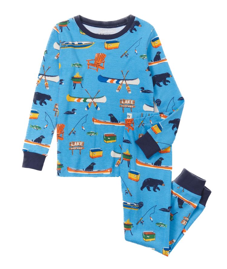 PJALAKE002-Am-See-On-the-Lake-Kinderpyjama Little Blue House Langarm Pyjama in Blau On the Lake - Am See
