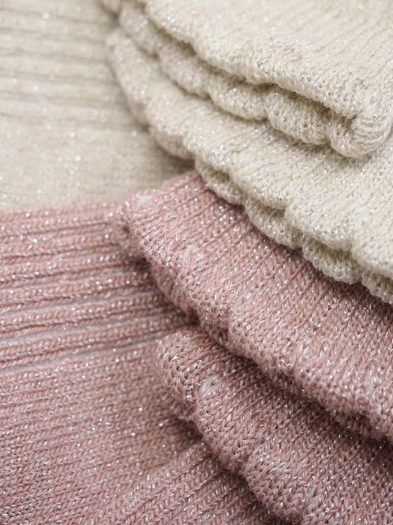 Minymo 2-er Pack Socken mit Lettuce Hem - Glitzersocken Ash Rose & Creme Glitzer Minymo 2-er Pack Socken mit Lettuce Hem - Glitzersocken Ash Rose & Creme Glitzer