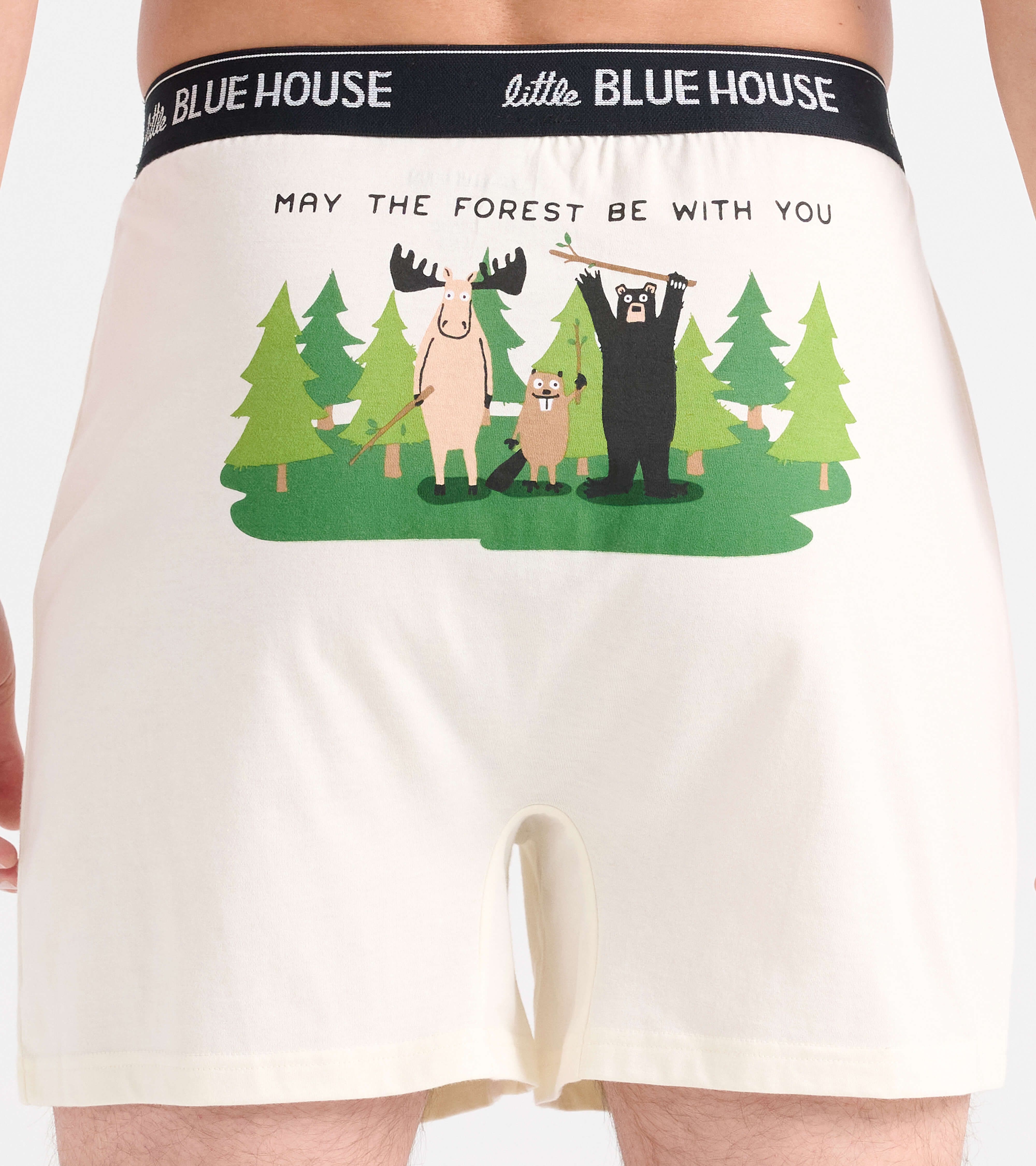 Little Blue House Boxer Short in Weiß - May the forest be with you Little Blue House Boxer Short in Weiß - May the forest be with you