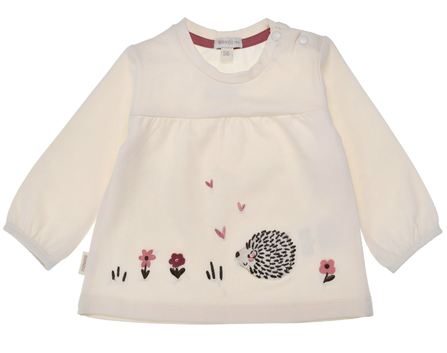 Bondi Langarm Shirt in Creme mit süßen Igel Stickerei Bondi Langarm Shirt in Creme mit süßen Igel Stickerei