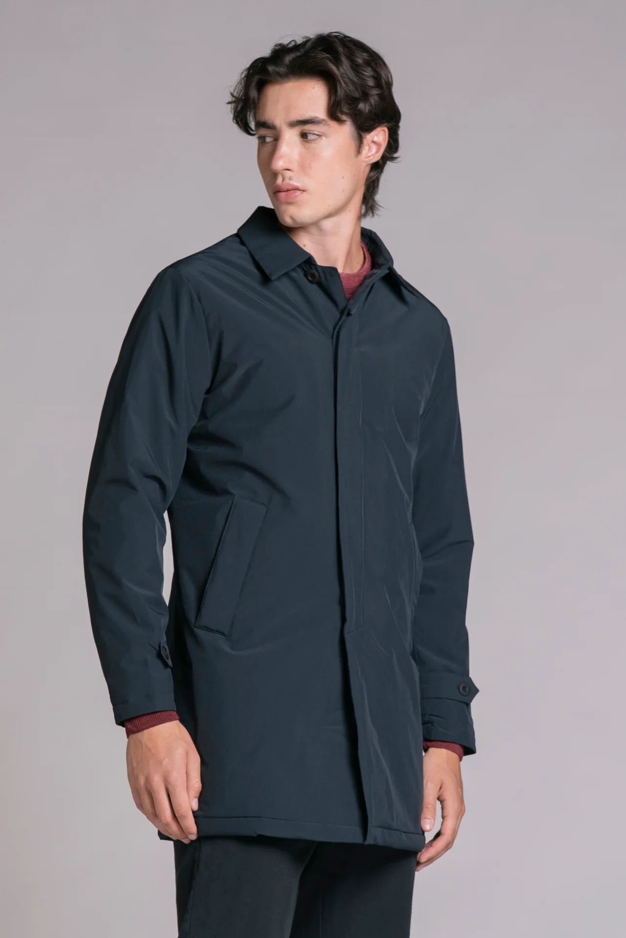 IMPURE Trench Coat Mantel - Regenmantel mit Innen-Steppung in Navy
