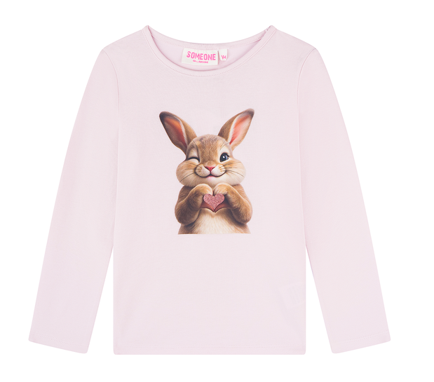 Someone YARA Langarm Shirt in Rosa - Hase mit Glitzer Herz Someone YARA Langarm Shirt in Rosa - Hase mit Glitzer Herz