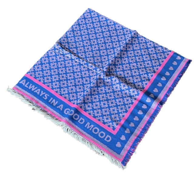Zwillingsherz Viereckstuch Gesina in Blau & Neon Pink - Good Mood Always