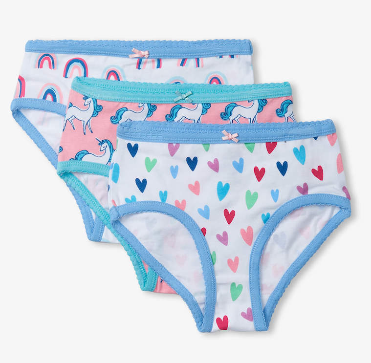 Hatley Unterhosen Panty 3er Pack - Einhorn, Herzen & Regenbogen