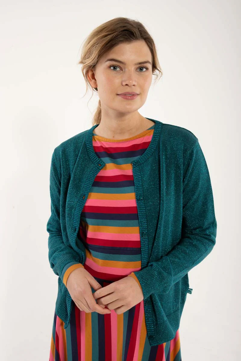 Danefae Damen Danesaga Glitzer Cardigan in Grün