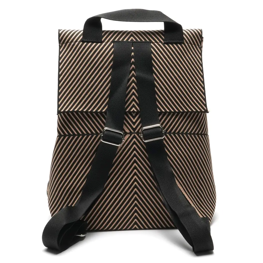 LOT83 Rucksack Romy in Schwarz Beige Zick Zack