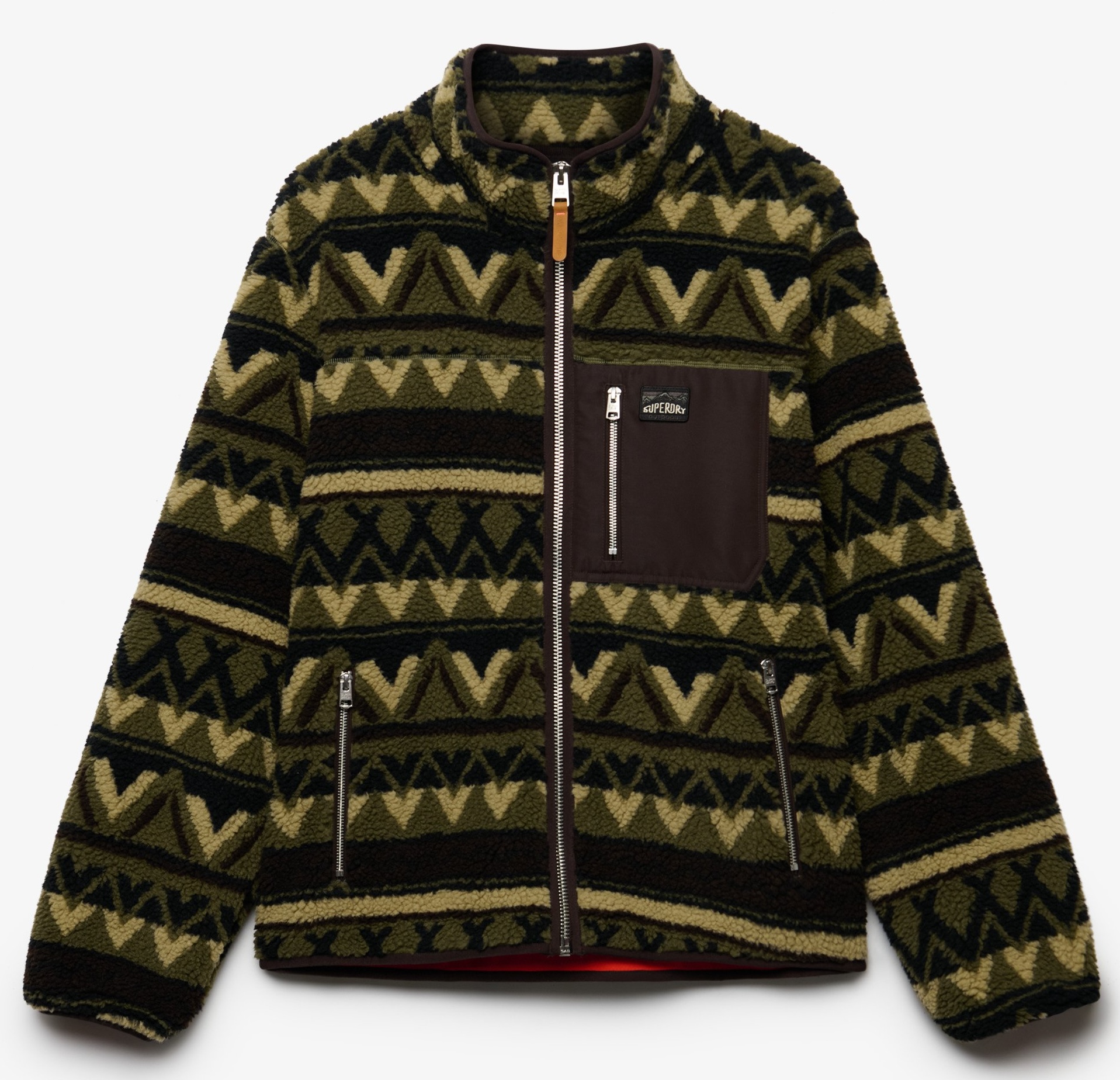 Superdry Herren Abstrakte Teddy Fleecejacke in Grün